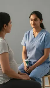 Recreational Therapist Explaining Diagnosis Healthcare Stock Photo