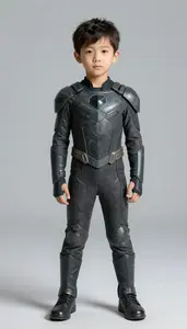 Boy Superhero An Outfit Of Interlocking Dark Basalt Like