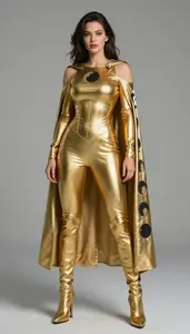 Female Superhero Female Hero Fitted Top In Gold Open