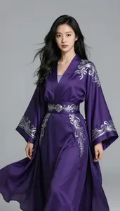 Female Superhero Flowing Robes Of Deep Purple With Silver