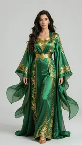 Female Superhero Flowing Robes Of Emerald Green With Gold