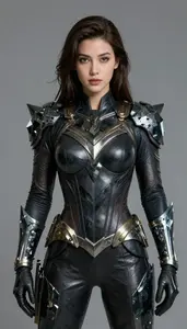 Female Superhero Suit Of Dark Jagged Obsidian Shards Set