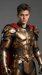 Male Superhero Bronze Armor With Lion Pauldrons