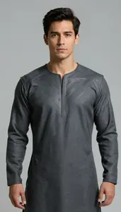 Male Superhero Dark Grey Tunic With Faint Silver Geometric