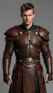 Male Superhero Intricate Celtic Knotwork Tooled Into Dark