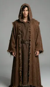 Male Superhero Long Tattered Brown Robes Concealing The Form