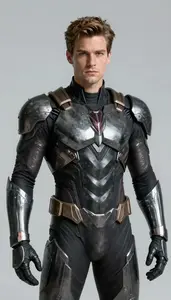 Male Superhero Suit Of Dark Jagged Metal