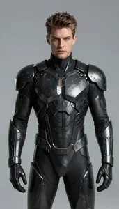 Male Superhero Suit Of Jagged Black Metal Plates