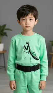 Boy Superhero An Outfit Of Bright Mint Green With A Stylized