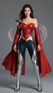 Female Superhero Athletic Woman Corset Style Top In Ruby