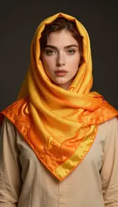 Female Superhero Flaming Orange And Yellow Silk Scarf