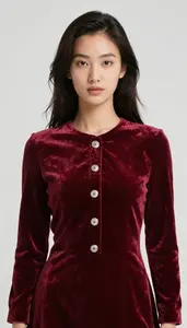 Female Superhero Rich Burgundy Velvet Tunic With Silver