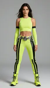 Female Superhero Strong Female In Lime Sleek Crop Top Arm