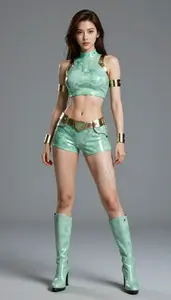 Female Superhero Strong Female In Jade Athletic Top Metallic