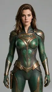 Female Superhero Weathered Bronze Green With Age