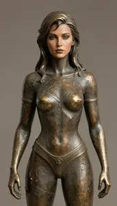 Female Superhero Weathered Bronze Pitted