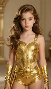 Girl Superhero Golden Sparkle Suit Sun Belt