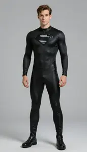 Male Superhero Form Fitting Suit Of Black Non Reflective
