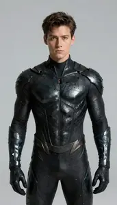 Male Superhero Suit Of Dark Jagged Obsidian