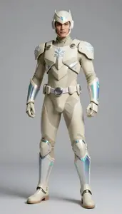 Superhero Beige Angular Armor With Snowflake Designs