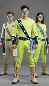 Superhero Dynamic Lime Ensemble With Snowflake Designs Navy