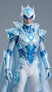 Superhero Ice Blue And White Crystalline Armor With Frost