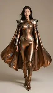 Superhero Sleek Holographic Bodysuit In Bronze With