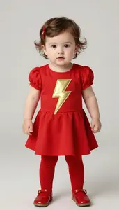 Baby Girl Superhero Baby Girl Wearing Solid Crimson Red