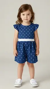 Baby Girl Superhero Little Girl In Indigo Blue Dress With
