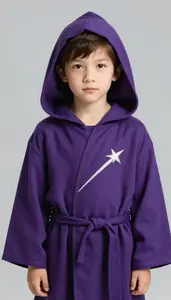 Boy Superhero Boy Wearing A Simple Hoodless Robe Of Deep