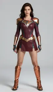 Female Superhero Athletic Woman Form Fitting Top In Iron