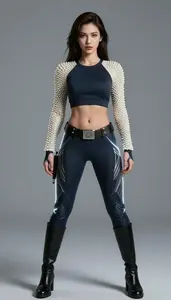 Female Superhero Athletic Woman Sleek Crop Top In Pearl