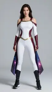 Female Superhero Female In White And Maroon Sleek Tank