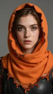 Female Superhero Tattered And Burnt Orange Scarf