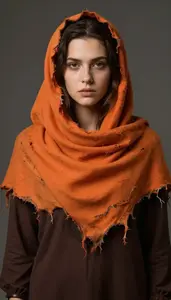 Female Superhero Tattered And Burnt Orange Scarf Wrapped