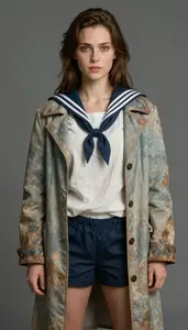 Female Superhero Weathered Salt Stained Sailor S Coat Over A