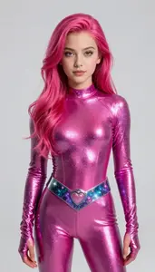 Girl Superhero Magenta Sparkle Suit Nebula Belt