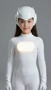 Girl Superhero Pure White Costume That Emits A Soft Light