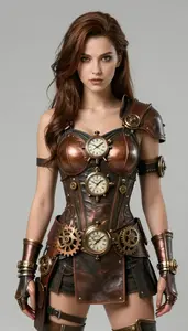 Girl Superhero Steampunk Inspired Bronze And Leather With