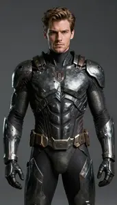 Male Superhero Suit Of Dark Jagged Metal