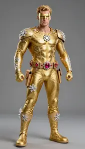 Superhero Dynamic Gold Ensemble With Snowflake Designs Ruby