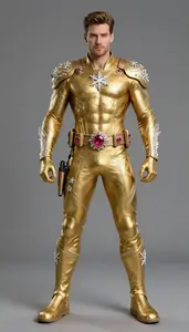 Superhero Dynamic Gold Ensemble With Snowflake Designs Ruby