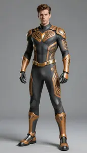 Superhero Form Fitting Reinforced Fabric Suit In Charcoal