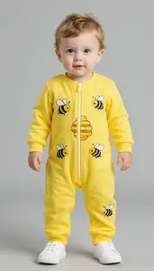 Baby Boy Super Hero Bold Canary Yellow Jumpsuit With A