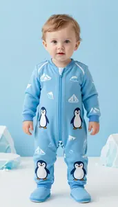 Baby Boy Super Hero Cool Arctic Blue Jumpsuit With A Pattern