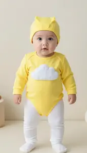 Baby Boy Super Hero Cute Costume In Sunshine Yellow With A