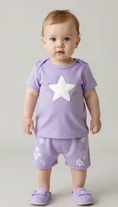 Baby Boy Super Hero Soft Lavender Purple Tunic With White