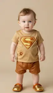Baby Boy Super Hero Warm Caramel Gold Tunic With Honey Sun