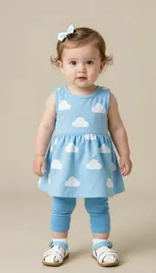 Baby Girl Superhero Baby Girl Sporting Sky Blue Dress With