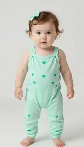 Baby Girl Superhero Mint Green Jumpsuit With A Sweetheart